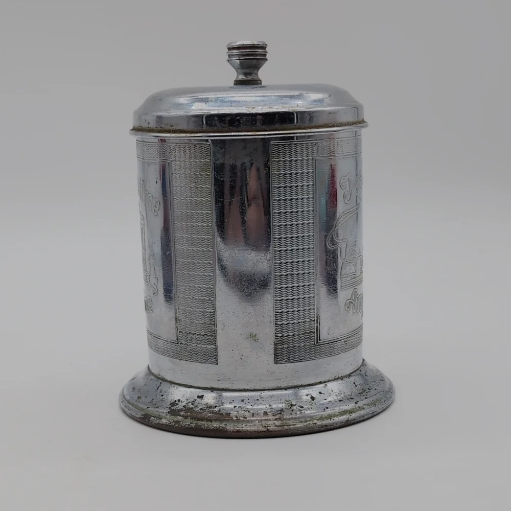 Vintage Silver Tea Time Tea Caddy Canister